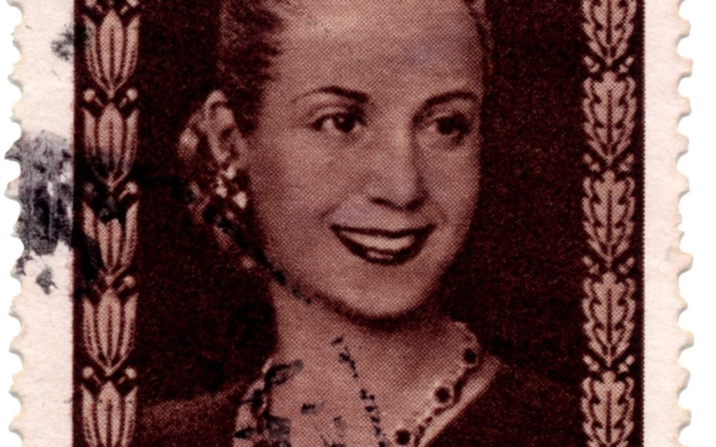 Eva Perón'un eski bir damga üzerindeki portresi